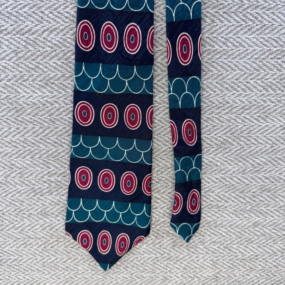Stanley Blacker Necktie OS Blue Silk Geometric Italian Fabric Formal Business